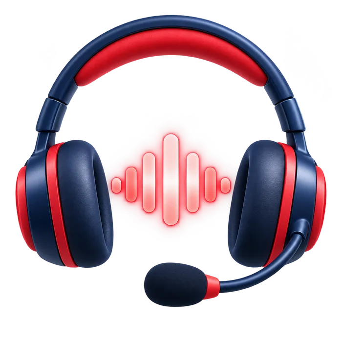 Headset with a speech waveform